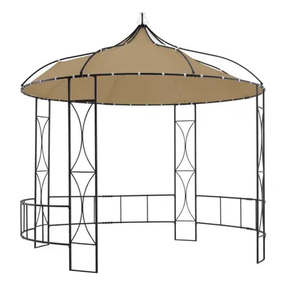 vidaXL Gazebo Taupe Round Outdoor Garden Canopy Shelter Party Tent Sunshade