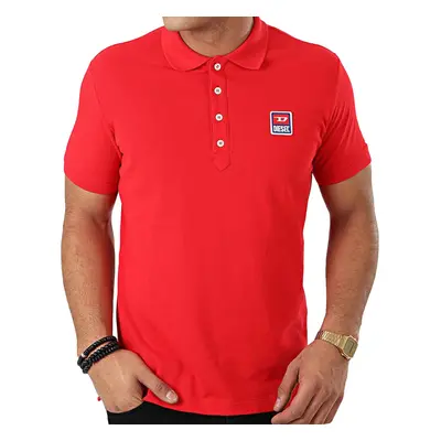 (Red, M) DIESEL T-Kal-Patch 00SAVB Mens Polo Shirts