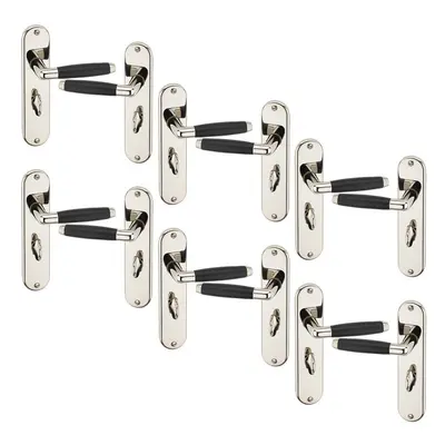 (6x Polished Nickel Bathroom) 6/4Pcs Cambridge Metal Door Lever Handles Set for All Types Intern