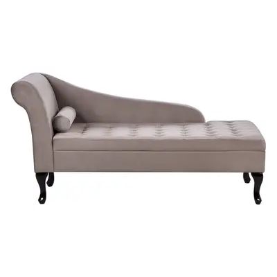 Left Hand Velvet Chaise Lounge with Storage Taupe PESSAC