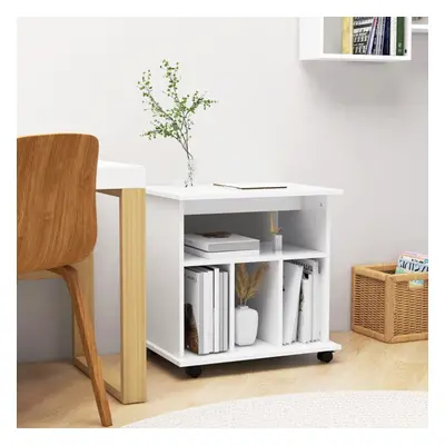 vidaXL Rolling Cabinet White Engineered Wood Drawer Rolling Office Cabinet