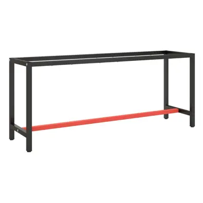 vidaXL Work Bench Frame Matte Black and Matte Red Metal Table Bracket Base