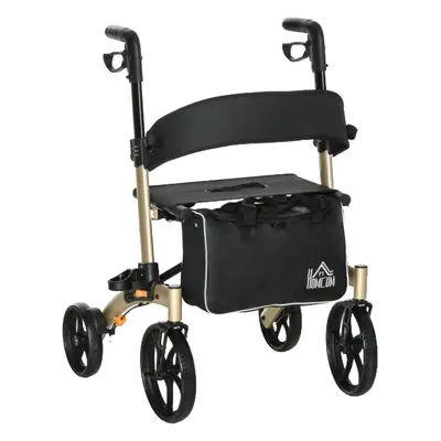 HOMCOM Folding Rollator, Wheeled Aluminum Mobility Walker with Seat and Bag