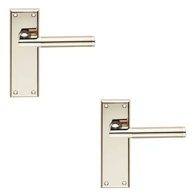 2x Round Bar Section Handle on Latch Backplate x 50mm Polished Satin Nickel