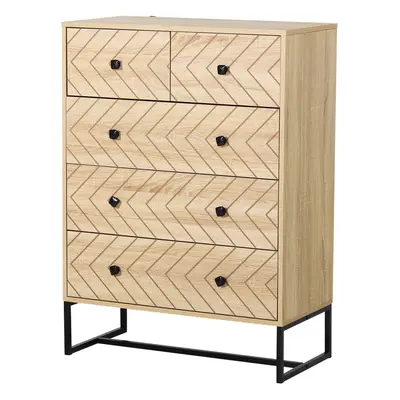 HOMCOM Chest Of Drawers Storage Unit Unique Zigzag Design Anti Tip & Top