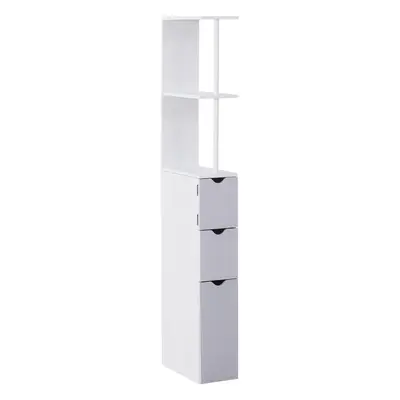 HOMCOM Bathroom Storage Cupboard Thin Cabinet Unit Shelf White