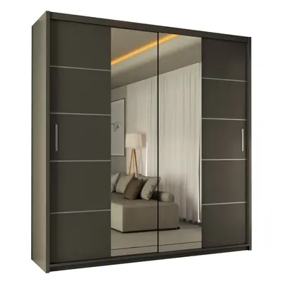 (Grey, cm) MN FURNITURE Bristol Sliding Mirror Door Wardrobe