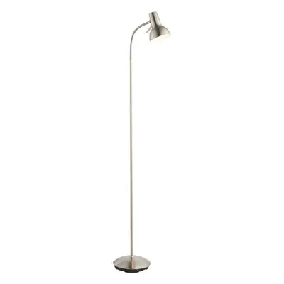 Tall Arched Floor Lamp Satin Nickel Free Standing Curved Arm Sofa Reading Light