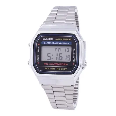 Casio A168WA-1WDF Digital Alarm Chrono Stainless Steel Unisex Watch for Adult - White