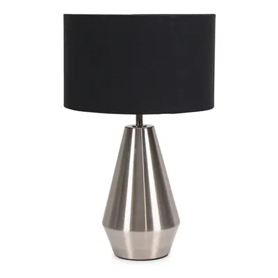 ValueLights Jax Chrome Dimmable Touch Table Lamp with Black Drum Shade