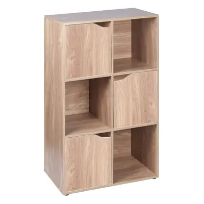 (6 Cube - Oak, Oak) Cube Wooden Bookcase Shelving Shelves Unit Wood