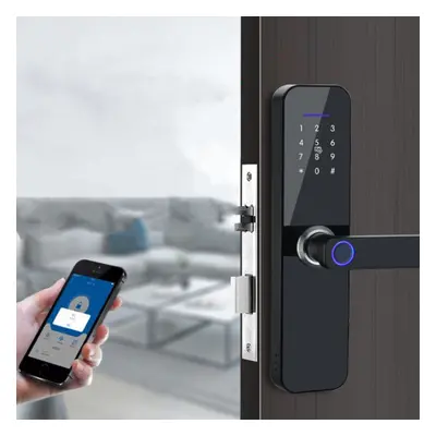 (Black, Single Bolt) Smart Door Lock Fingerprint Keyless Multi-function Unlock Digital Deadbolt 