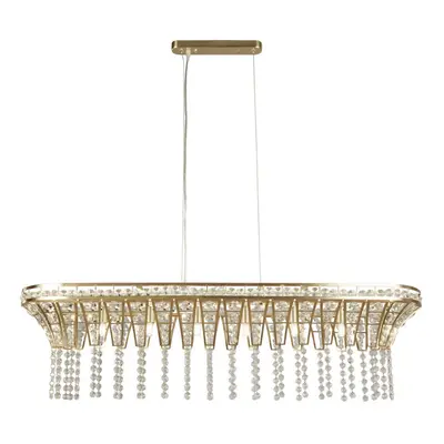 Searchlight Gemma Light Bar Pendant Satin Brass, Clear Crystal