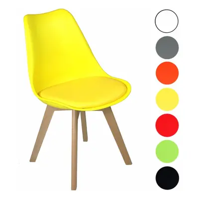 (Yellow) x Charles Jacobs Dining Chairs Beech Wood Legs Tulip Design Furniture Set