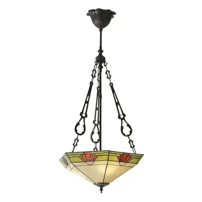 Tiffany Glass Hanging Ceiling Pendant Light Bronze & Art Deco Lamp Shade i00147