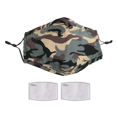 (Brown) Face Mask Reusable Washable Breathable Dust Mouth Cover Camouflage