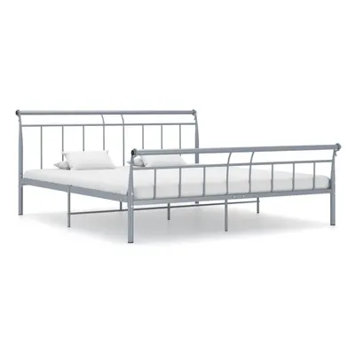 vidaXL Bed Frame Bed Base Mattress Foundation Grey Metal 180x200 cm Super King