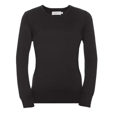 (M, Charcoal Marl) Russell Collection Ladies/Womens V-Neck Knitted Pullover Sweatshirt