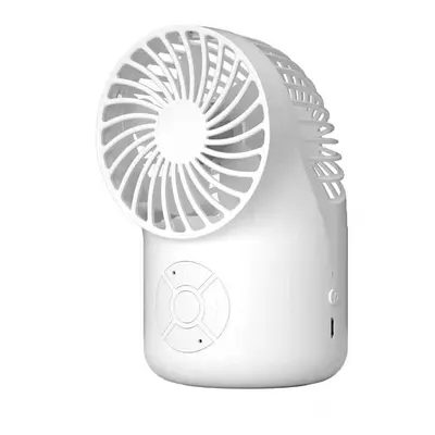 (White) in Portable bluetooth 5.1 Audio Wireless Desktop Speaker with Handheld Mini Cooling Fan