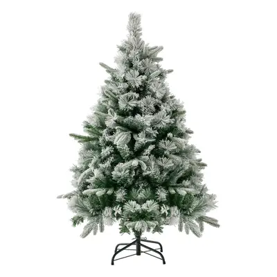 (136cm, 4.5ft) Flocked Christmas Tree w/ Pine Needles Lights Xmas