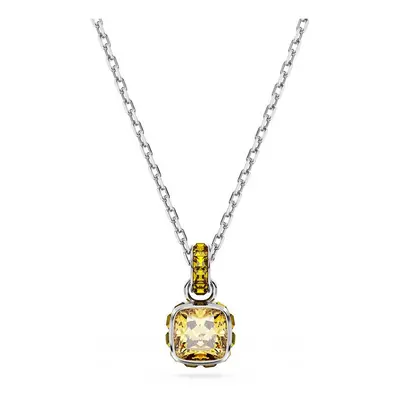 Birthstone Rhodium Plated Yellow Square Cut November Pendant