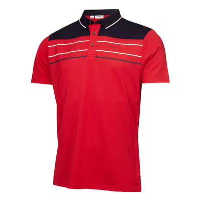 (M, Red) Calvin Klein Mens Eagle Moisture Wicking Lightweight Golf Polo Shirt