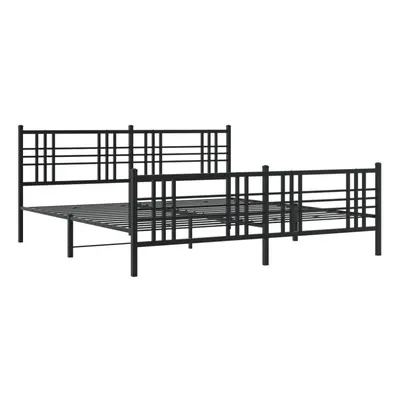 (black, 183x213 cm/with headboard & footboard) vidaXL Metal Bed Frame with Headboard Home Bed Ba