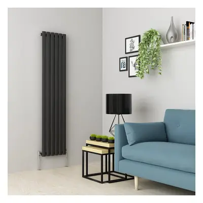 (1600 x 355mm Single, Anthracite) Oval Tube Designer Radiator