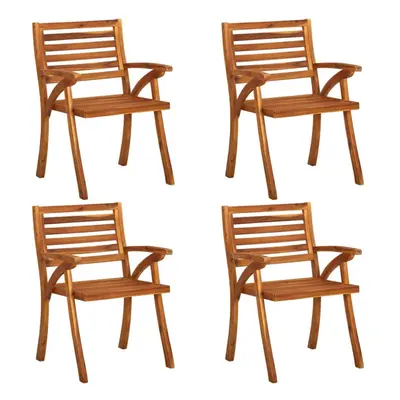 vidaXL 4x Solid Acacia Wood Garden Chairs Outdoor Seating Dining Armchairs