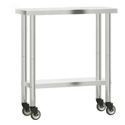 (82.5 x x cm) vidaXL Kitchen Work Table with Wheels Prep Catering Table Stainless Steel