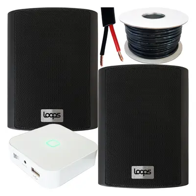 80W Mini WiFi Stereo Amplifier & 2x 70W 4" Black Outdoor Wall Speaker System