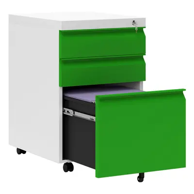 Vinsetto Drawer File Cabinet, Lockable Metal Filling Cabinet, Green