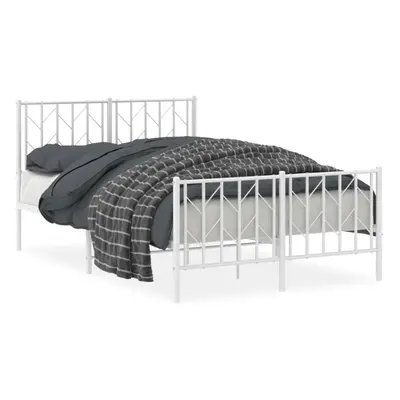 (white, x cm/ with headboard & footboard) vidaXL Metal Bed Frame with Headboard Mattress Foundat