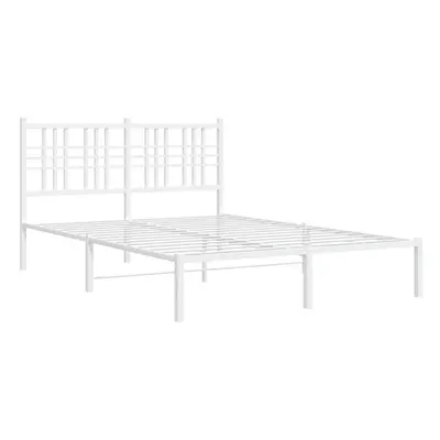 (white, 140x200 cm/with headboard) vidaXL Metal Bed Frame with Headboard Home Bed Base Bedstead 