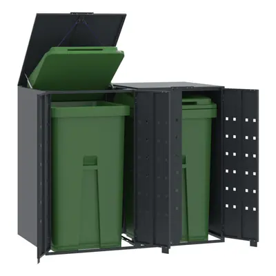 vidaXL Wheelie Bin Storage for Bins Rubbish Trash Cover Anthracite Steel