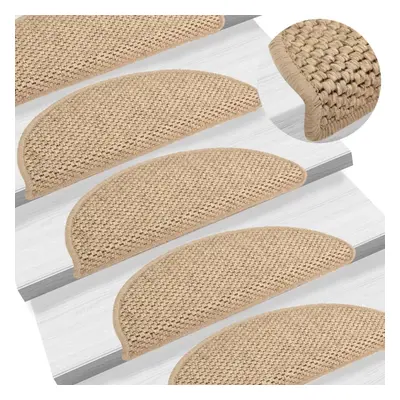 vidaXL Stair Mats Carpet Stair Tread Rug Self-adhesive Sisal-Look pcs Sand