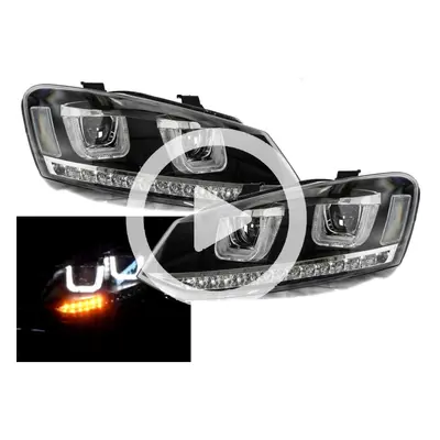 Rhd For VW Polo 6R 6C 2009- Black DRL LED Projector Headlights Dynamic Indicator