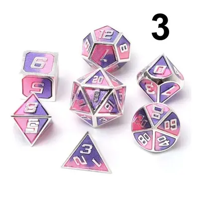 () 7Pcs Mixed Color Polyhedral Dice Metal RPG Dices Set with Velvet Bag Dungeons and Dragon Blac