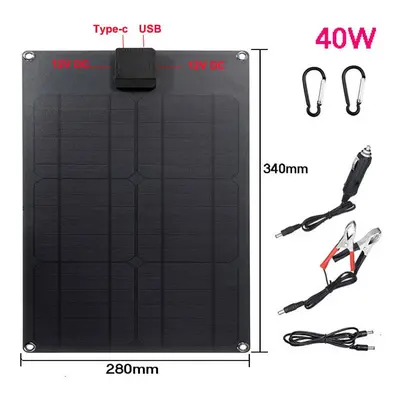 (40W) 30W Solar Panel 5V Polysilicon Flexible Portable Outdoor Waterproof Solar Cell Car Ship Ca