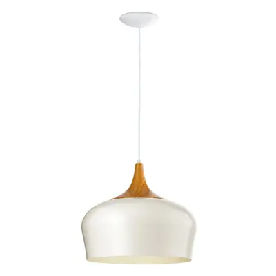 Pendant Ceiling Light Colour Cream & Oak Coloured Steel Bulb E27 1x60W