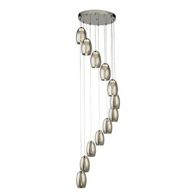 Searchlight Cyclone Light Drop Pendant, Smoked Glass 3000K