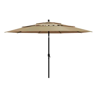 vidaXL 3-Tier Parasol with Aluminium Pole Taupe Outdoor Patio Sunshade Cover