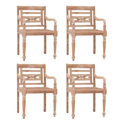 (4 pcs) vidaXL Batavia Chairs with Cushions Outdoor Chair Garden Seat Solid Teak Wood