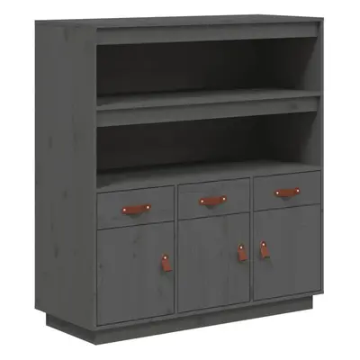 (Grey) vidaXL Solid Wood Pine Highboard Sideboard Storage Cupboard Multi Colours