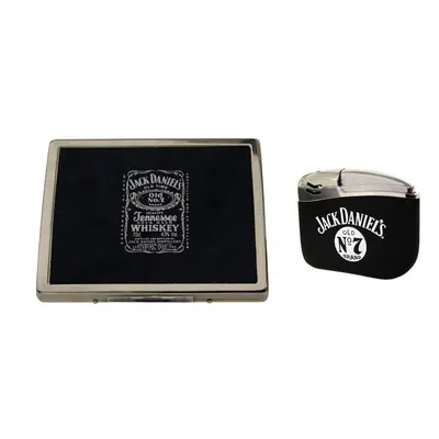 Jack Daniel's fluted cigarette case and electronic gas lighter