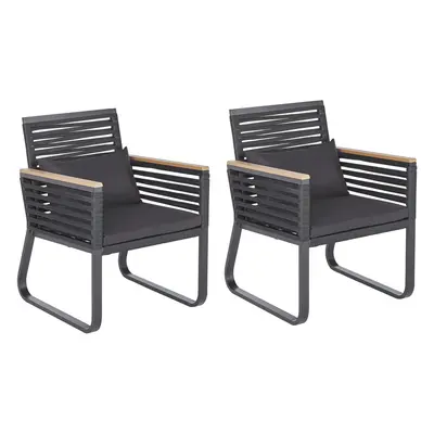 Set of Garden Chairs with Cushions CANETTO Metal Black