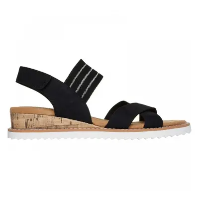 (6 (Adults')) Desert Kiss Shore Enough | Black | Womens Wedge Sandals