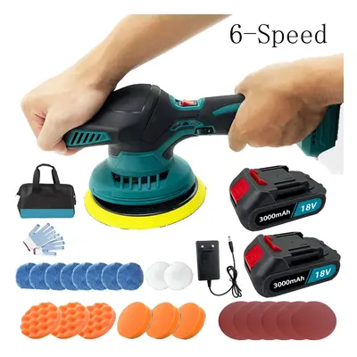 Cordless 6" Car Polisher Buffers Cleaner Tool+2xBattery+Charger-Repalce for Makita DPO600Z