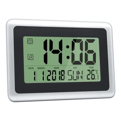 HeQiao Slim Large LCD Digital Alarm Clock Day Date Digital Calendar Day Clock Large Digital Wall