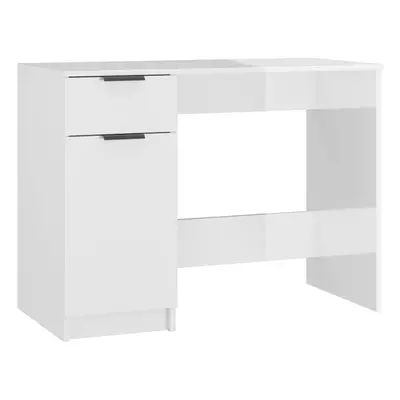 (High gloss white) vidaXL Desk Engineered Wood Home Office Computer Table Study Writing Desk